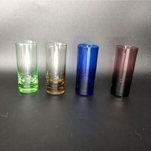 4 Multi colored cordial‎ glasses